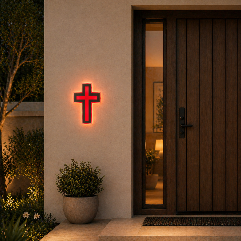 Jesus Cross LED Wall Lamp – Modern Spiritual Wall Light for Entrance & Home Decor
