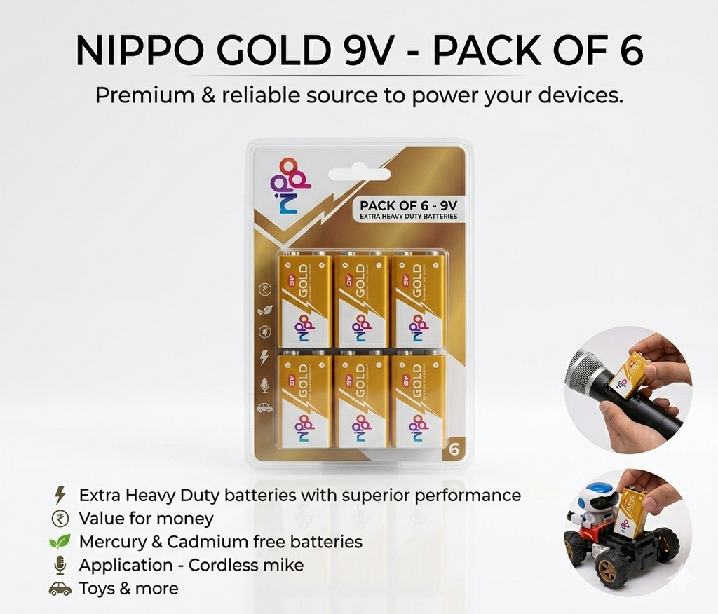 NIPPO GOLD 9V Pack of 6