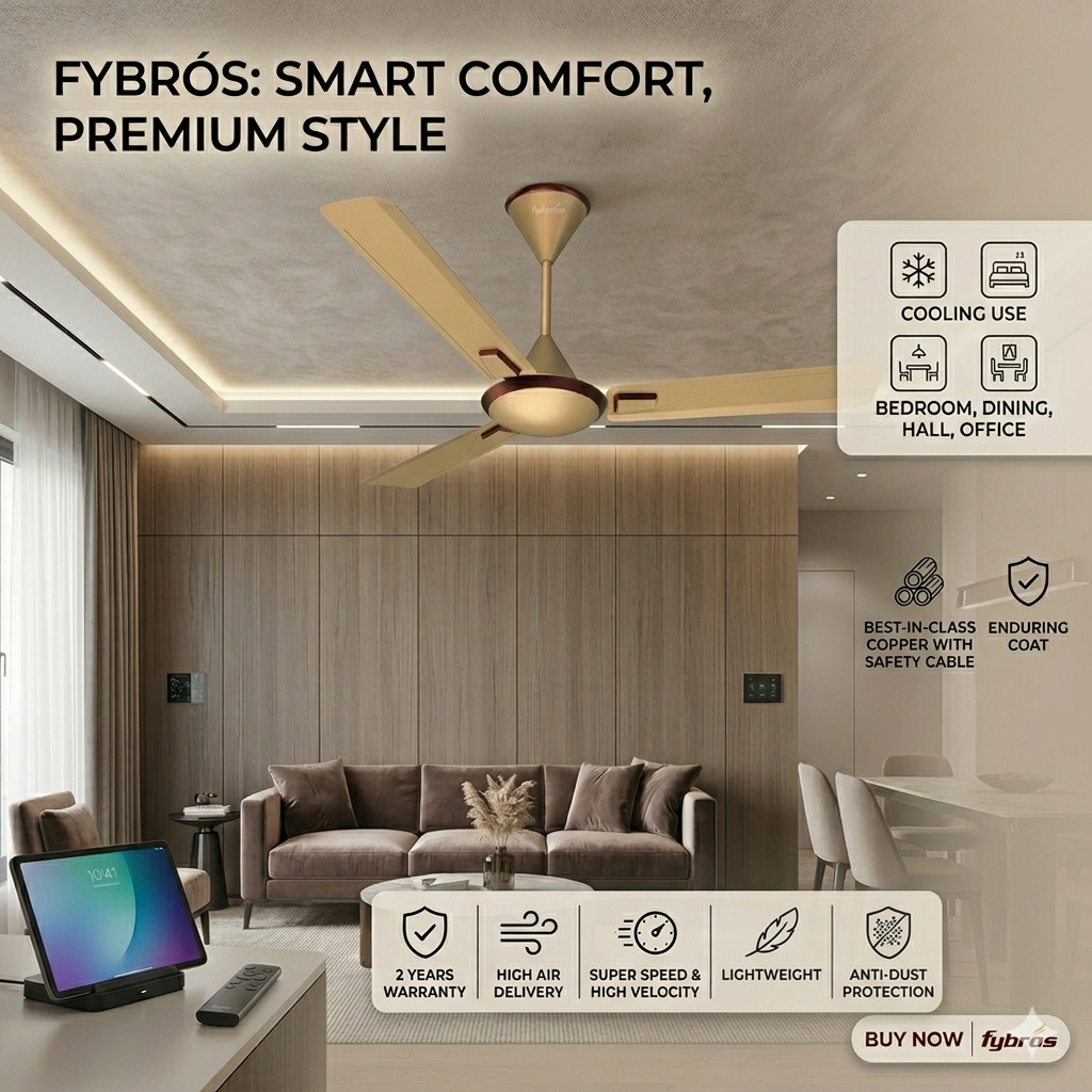 FYBROS Aero Ceiling Fan 1200 MM Imperial Gold