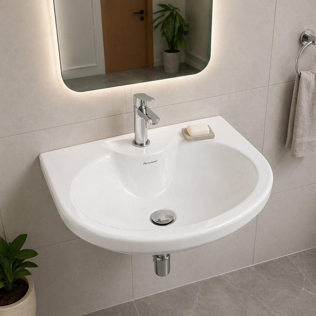 Parryware Tapti White Wall Hung Wash Basin