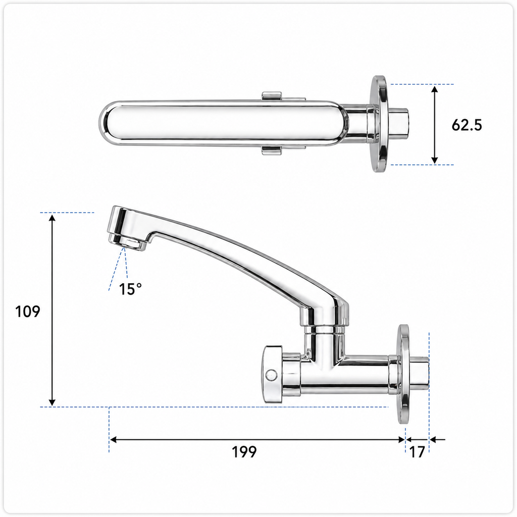 Parryware Jade Wall Mounted Sink Cock with Honeycomb Aerator – Single Lever Kitchen Faucet