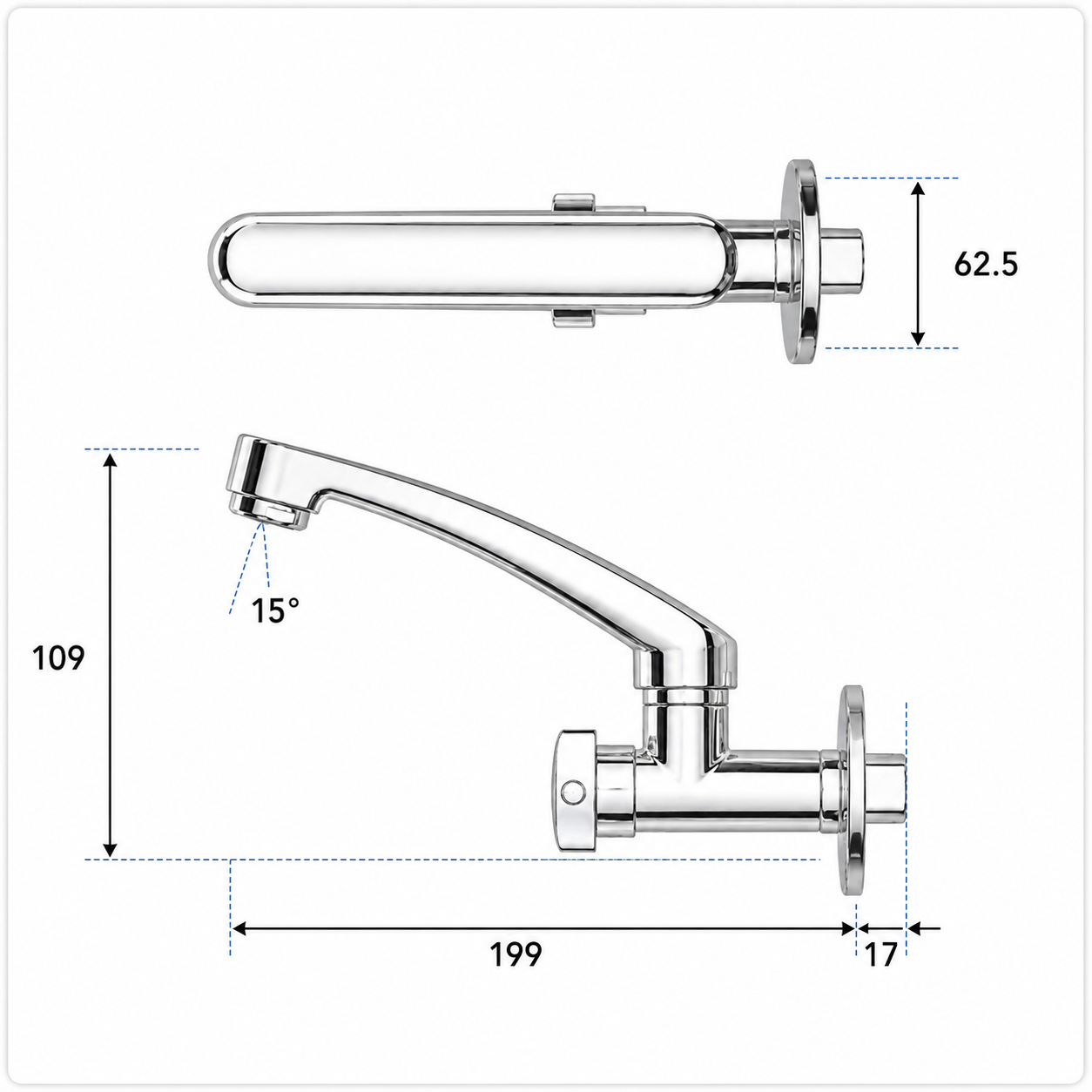 Parryware Jade Wall Mounted Sink Cock with Honeycomb Aerator – Single Lever Kitchen Faucet