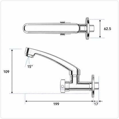 Parryware Jade Wall Mounted Sink Cock with Honeycomb Aerator – Single Lever Kitchen Faucet