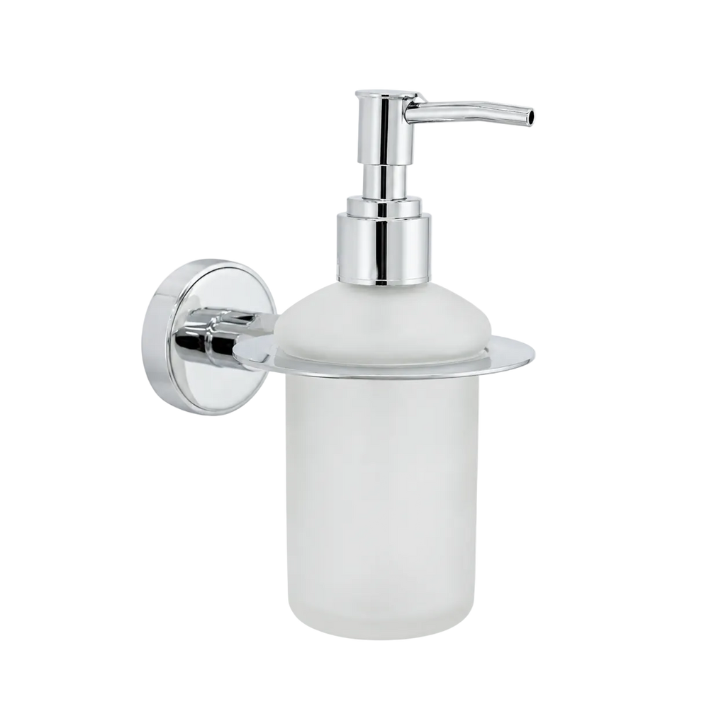 Germa Liquid Soap Dispenser | Premium Frosted Glass & 304 Stainless Steel Wall Mounted Bathroom Dispenser