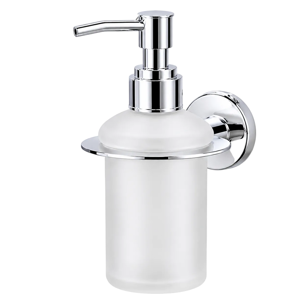 Germa Liquid Soap Dispenser | Premium Frosted Glass & 304 Stainless Steel Wall Mounted Bathroom Dispenser