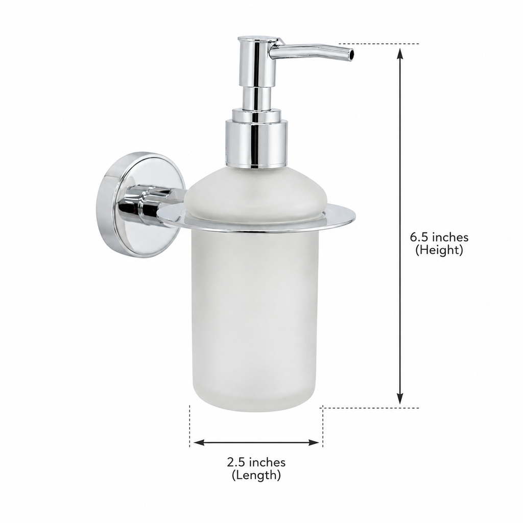 Germa Liquid Soap Dispenser | Premium Frosted Glass & 304 Stainless Steel Wall Mounted Bathroom Dispenser