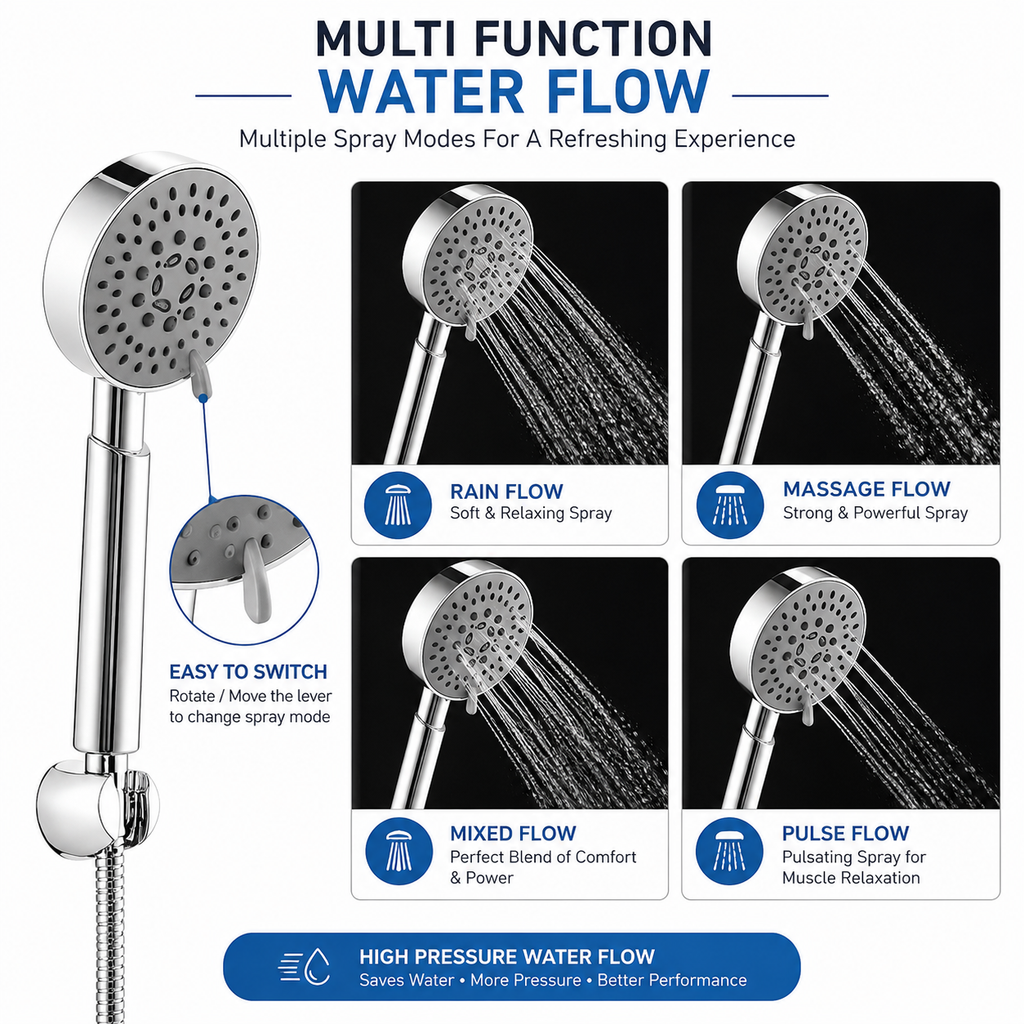 SOMANY Multi Function Hand Shower Set with Flexible Hose & Wall Hook