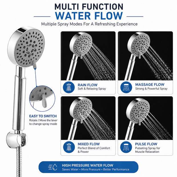 SOMANY Multi Function Hand Shower Set with Flexible Hose & Wall Hook