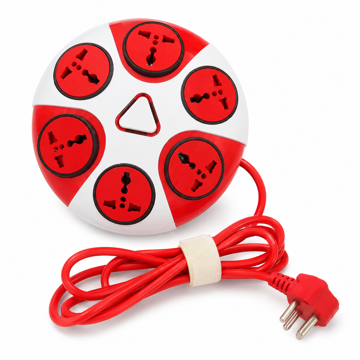 GM Saturn 6+1 Power Strip with Master Switch | 5 International Sockets | 2 Meter Heavy Duty Cord |