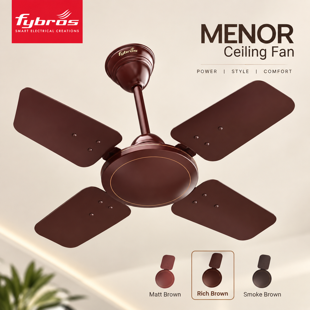 Fybros Menor 600mm High Speed Ceiling Fan – 850 RPM | 52W | 105 CMM | 2 Year Warranty