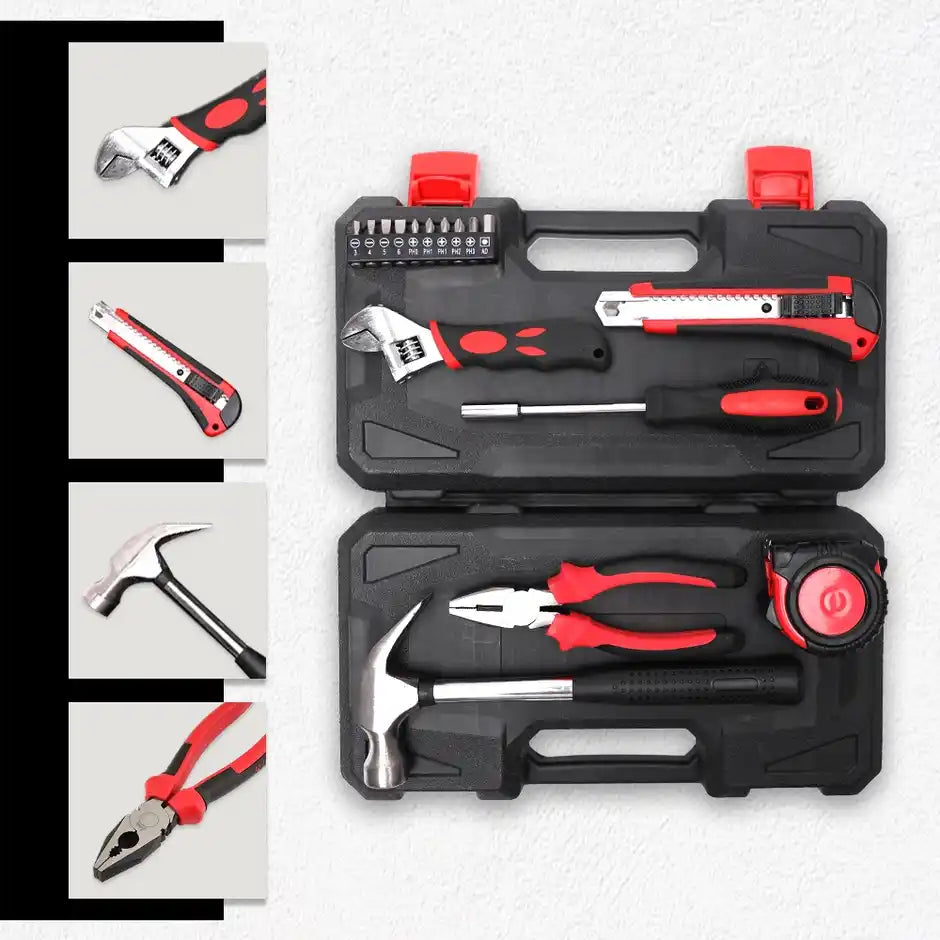 LINK Prabal 16-Piece DIY Hand Tool Kit – Complete Home Repair & Maintenance Tool Set with Plier, Adjustable Wrench, Hammer, Screwdriver Bits & Measuring Tape