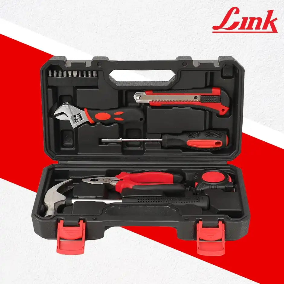 LINK Prabal 16-Piece DIY Hand Tool Kit – Complete Home Repair & Maintenance Tool Set with Plier, Adjustable Wrench, Hammer, Screwdriver Bits & Measuring Tape