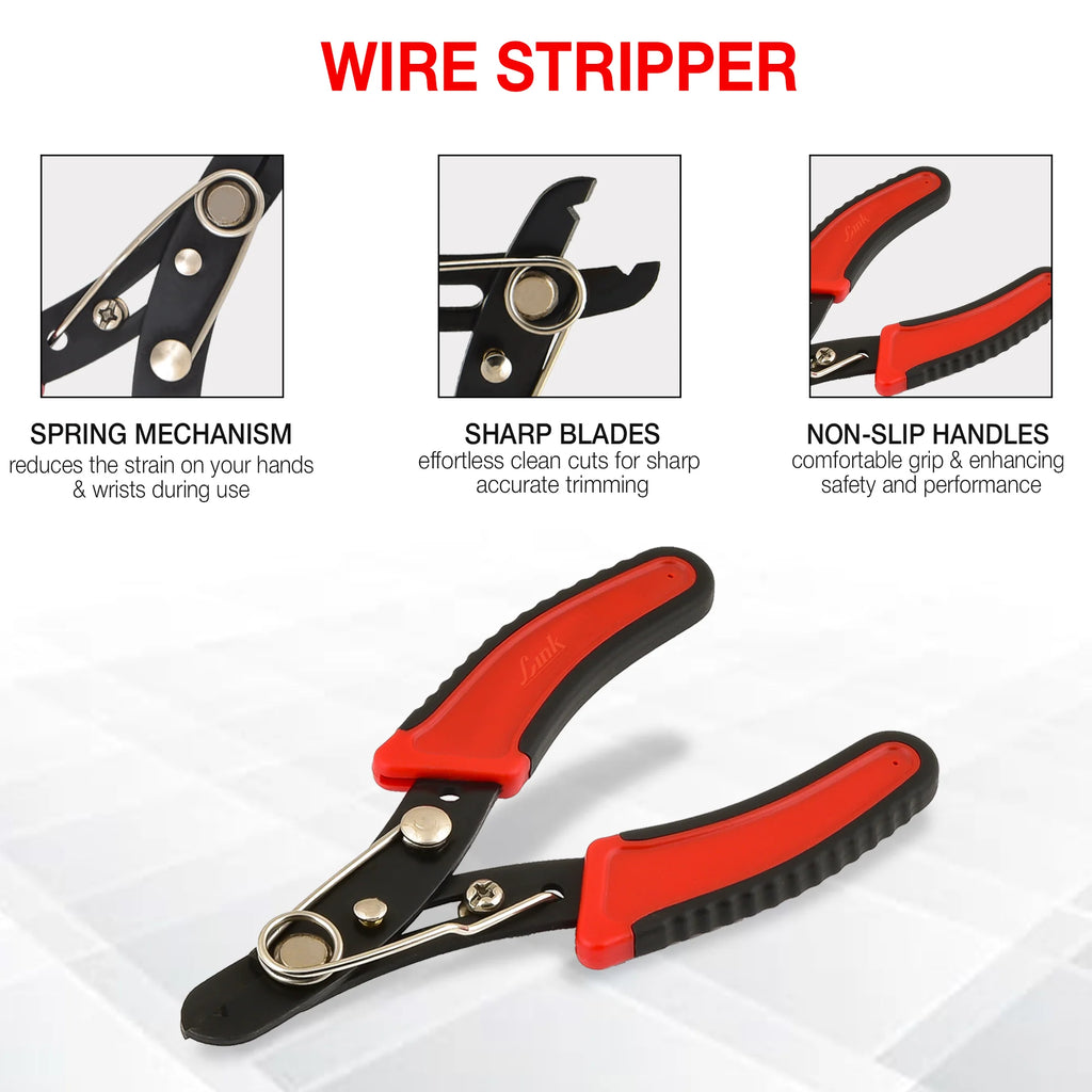 LINK Prabal Wire Stripper 125mm (5 Inch) – Wire Stripping & Cutting Tool with PVC Double Grip Handle