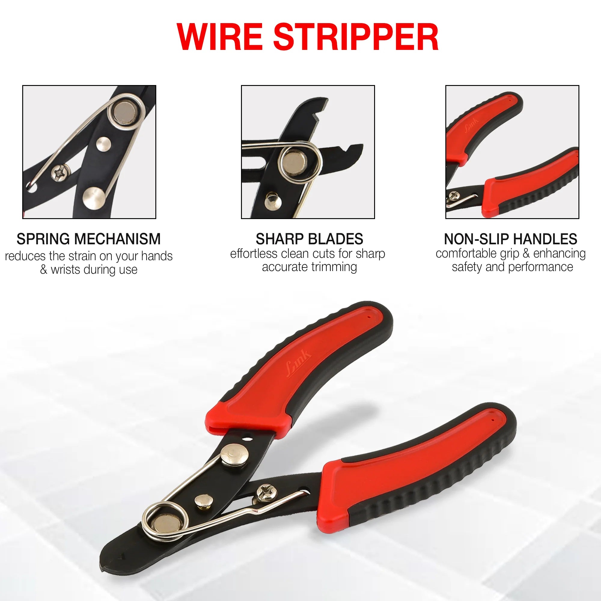 LINK Prabal Wire Stripper 125mm (5 Inch) – Wire Stripping & Cutting Tool with PVC Double Grip Handle