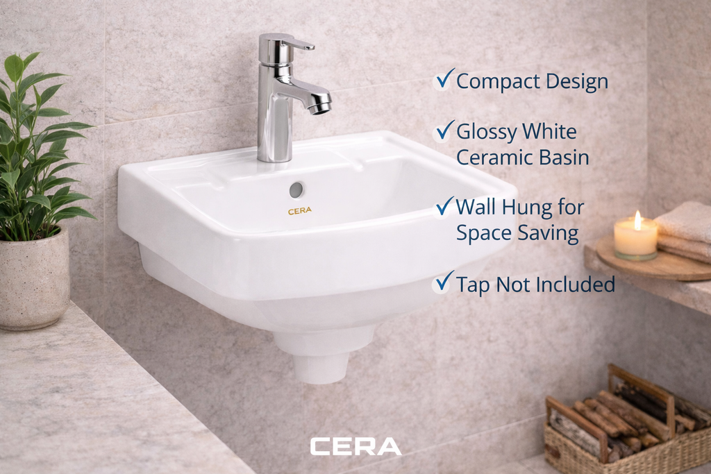 CERA Cadis Wall hung Wash basin - White