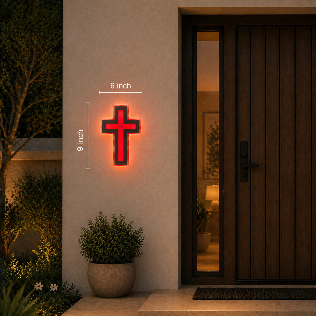 Jesus Cross LED Wall Lamp – Modern Spiritual Wall Light for Entrance & Home Decor