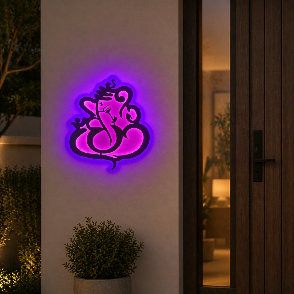 Ganesha Deco LED Wall Lamp – Modern Spiritual Wall Light for Entrance & Home Decor