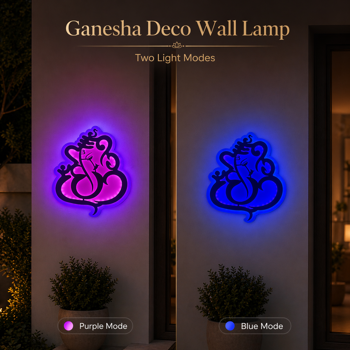 Ganesha Deco LED Wall Lamp – Modern Spiritual Wall Light for Entrance & Home Decor