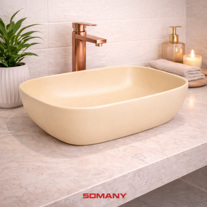Somany Velena Art Basin Table Top - Matte Cream