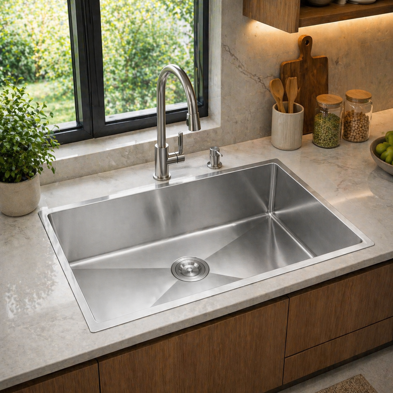 Hindware Domingo Neo Kitchen Sink | 304 Grade | Handmade Single Bowl with Waste Coupling| 25 Years Warranty