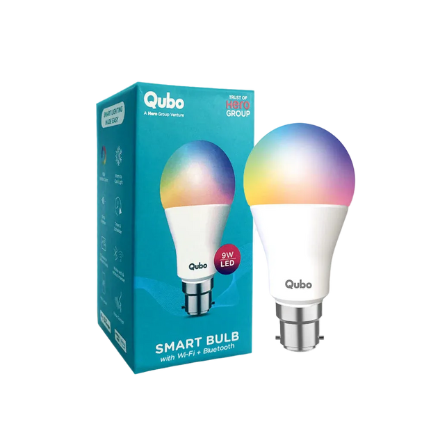Qubo 9W B22 Smart LED Bulb by Hero Group | 16 Million Colors, Wi-Fi & Bluetooth, Alexa & Google Assistant Compatible