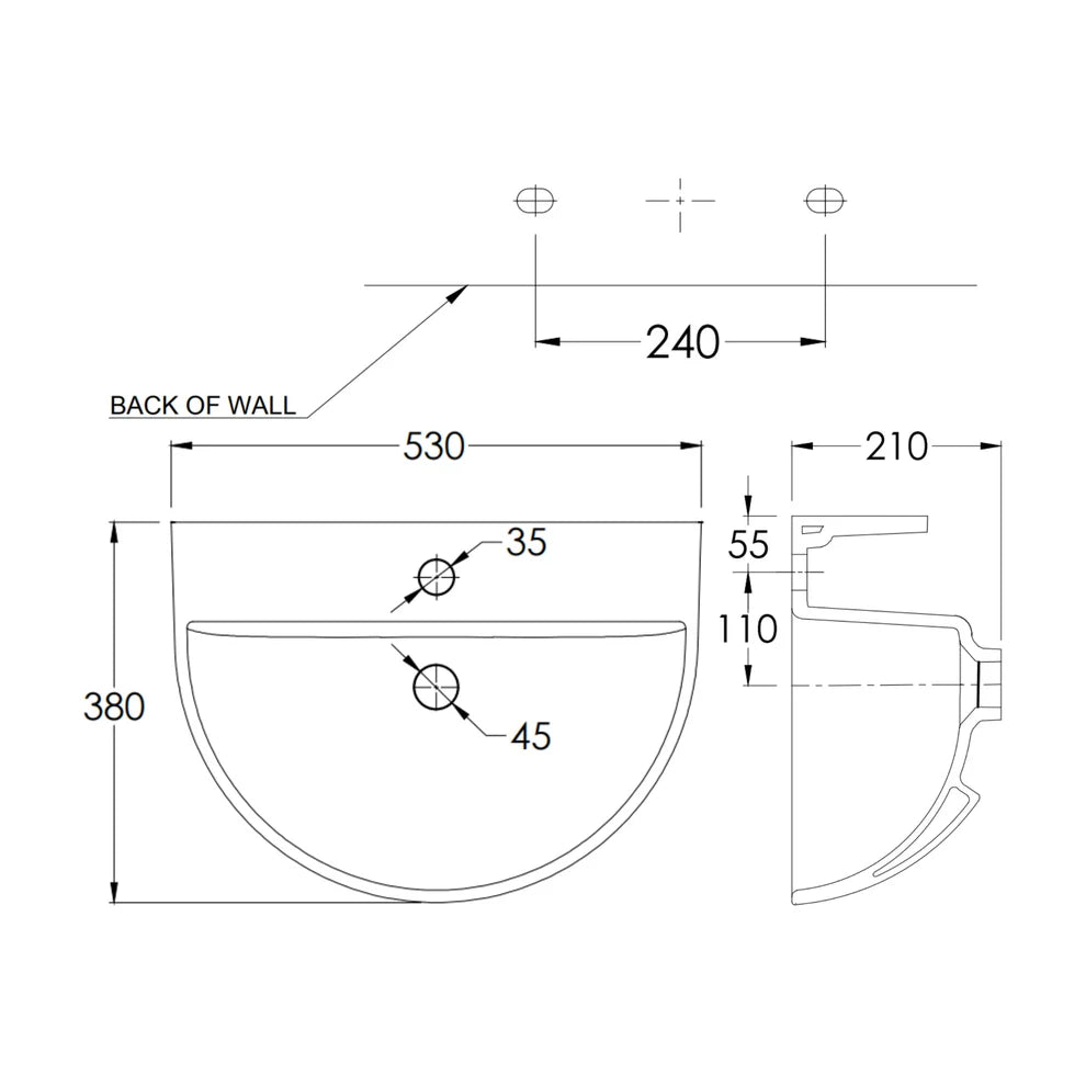Parryware Kolar Wall Hung Wash Basin with Faucet Hole | White Ceramic Basin | C042E1C